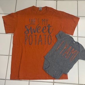 Sweet Potato Fall Thanksgiving Matching Shirts Parent Mom Dad Baby Onesie